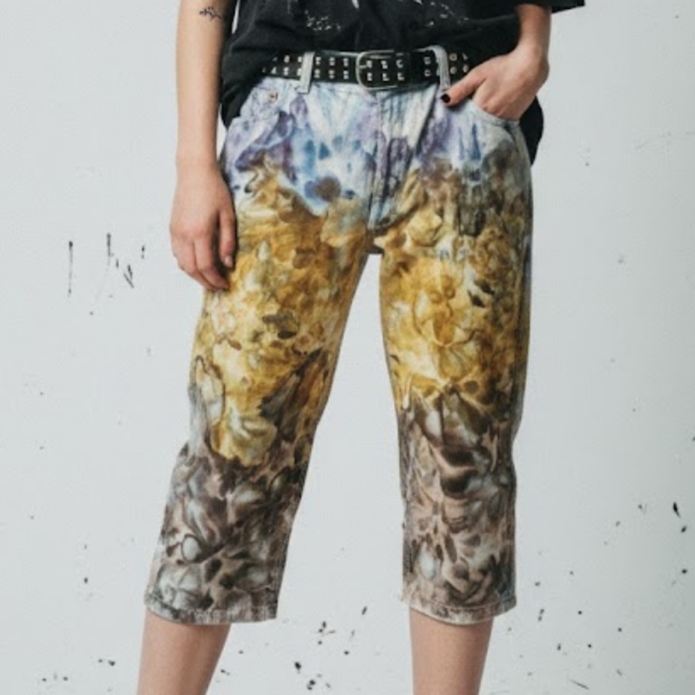 Vintage Old Navy Floral Watercolor Capri Baggy Streetwear Gorpcore Artsy Y2K 16